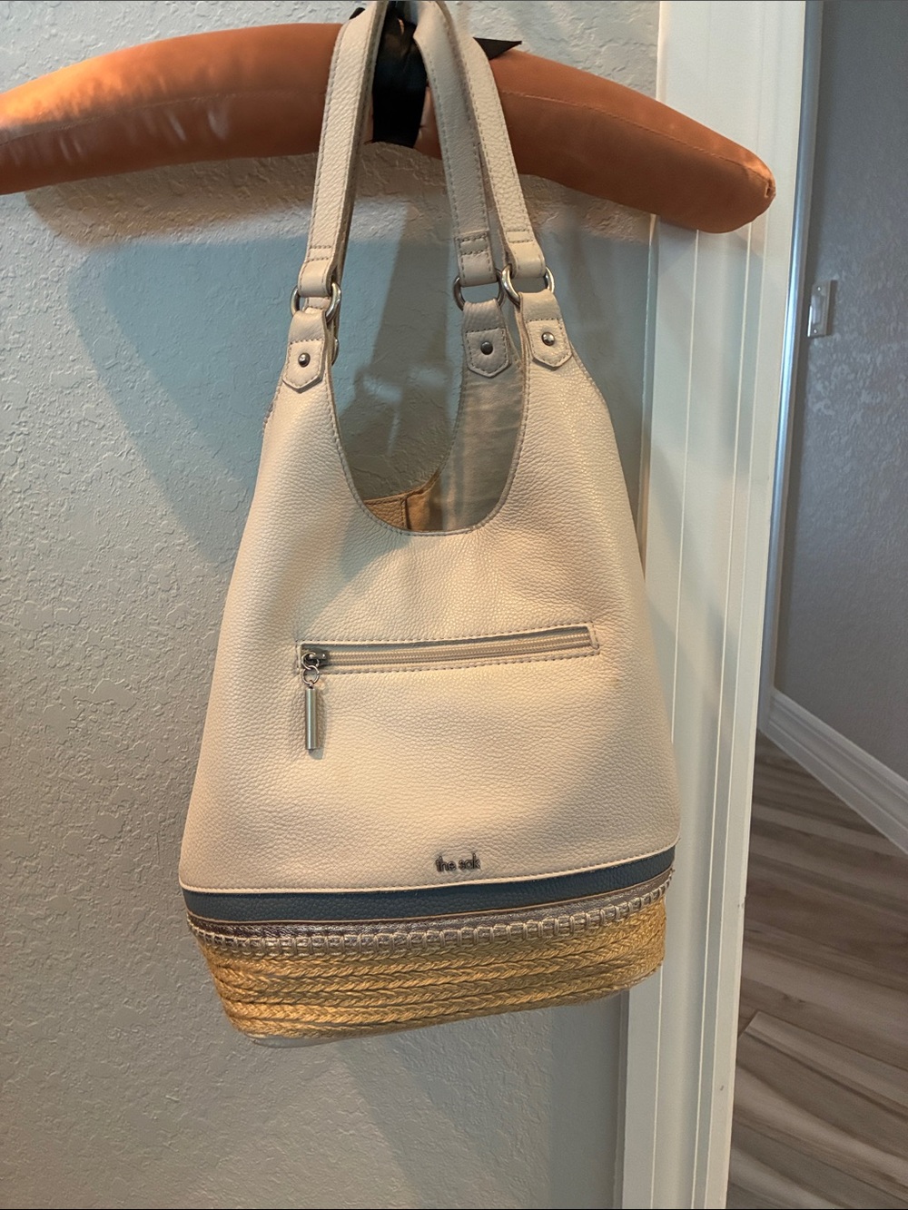 The Sak Cream and Natural Woven Shoulder Bag